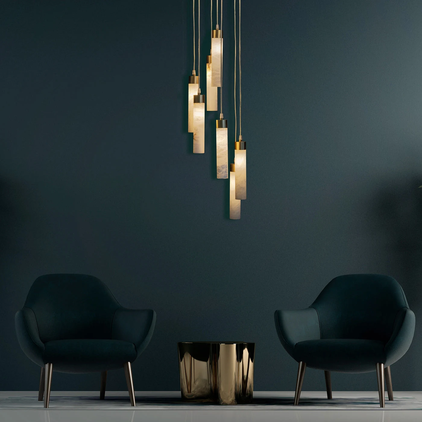 Chandelier with Seven Alabaster Tubes