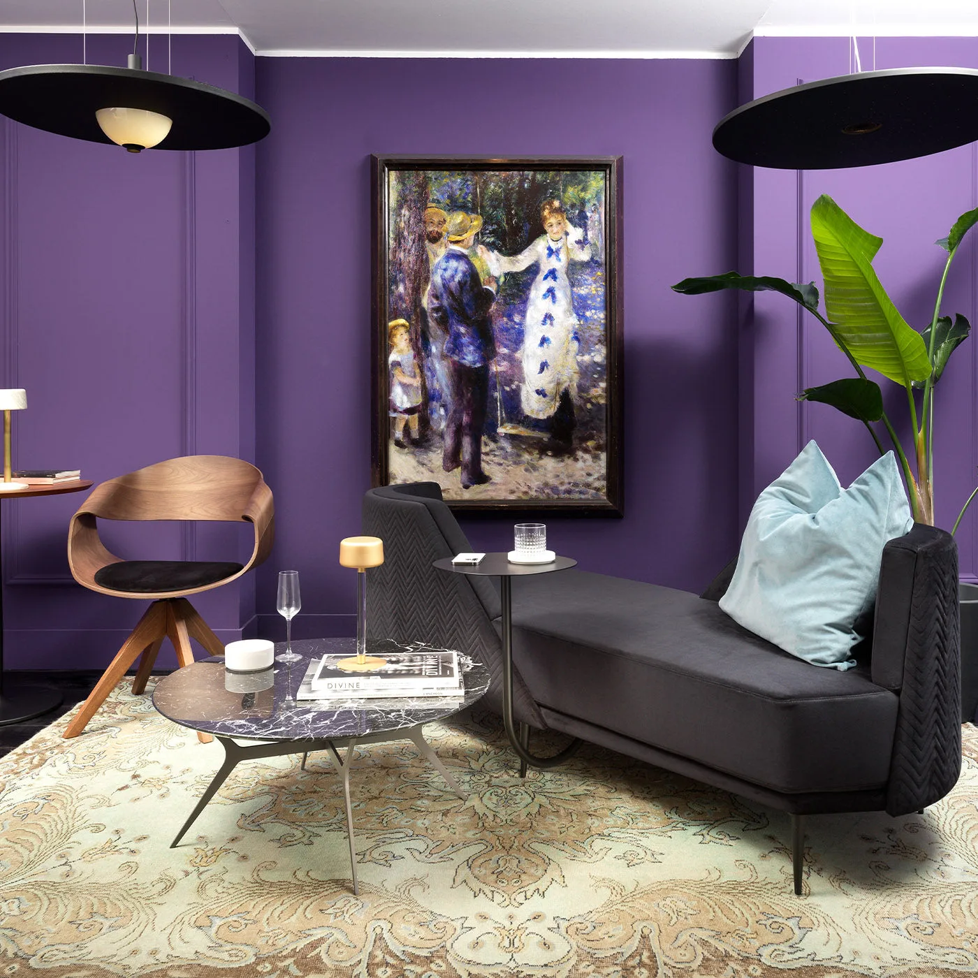 Chantal Wooden Shell & Purple Seat Chair