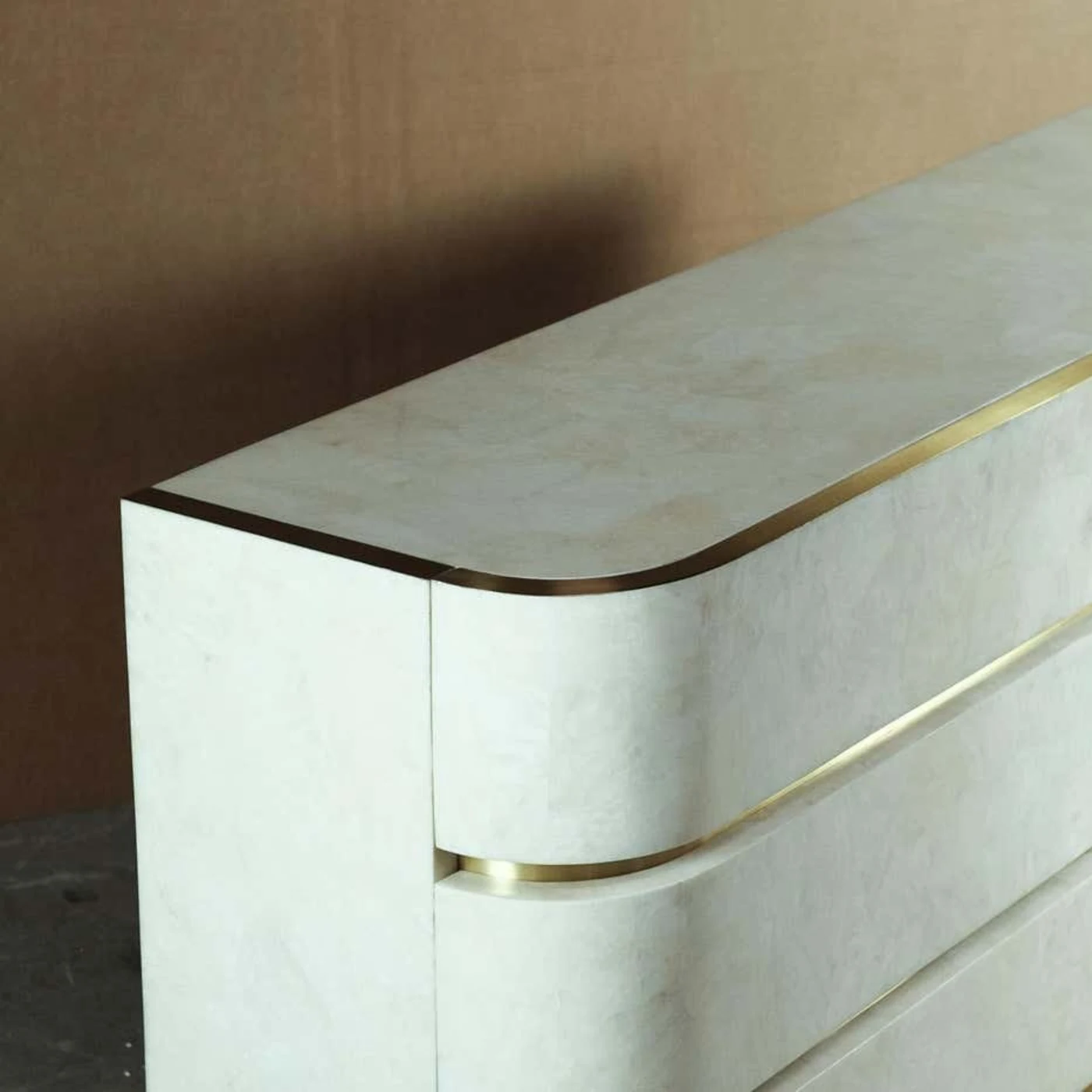Chest of Drawers In White Rock Crystal & Brass