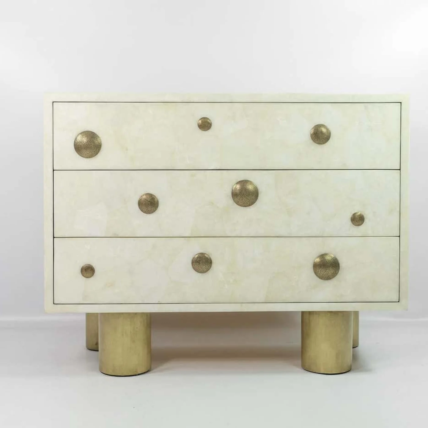 Chest of Drawers In White Rock Crystal & Casted Brass