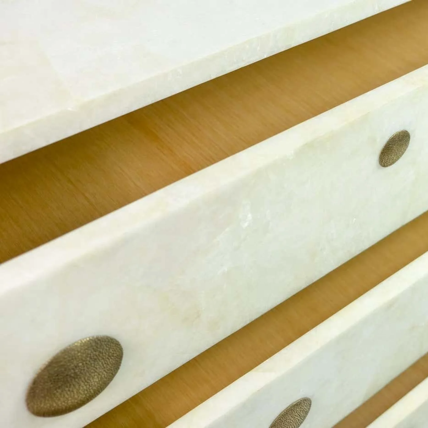 Chest of Drawers In White Rock Crystal & Casted Brass