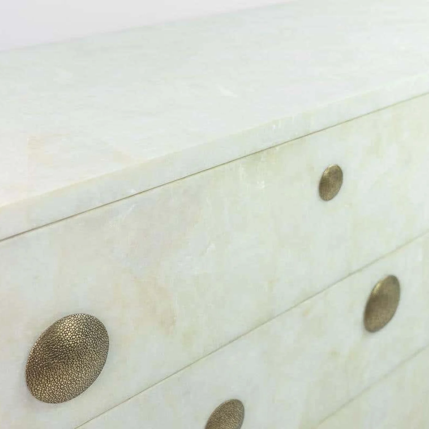 Chest of Drawers In White Rock Crystal & Casted Brass