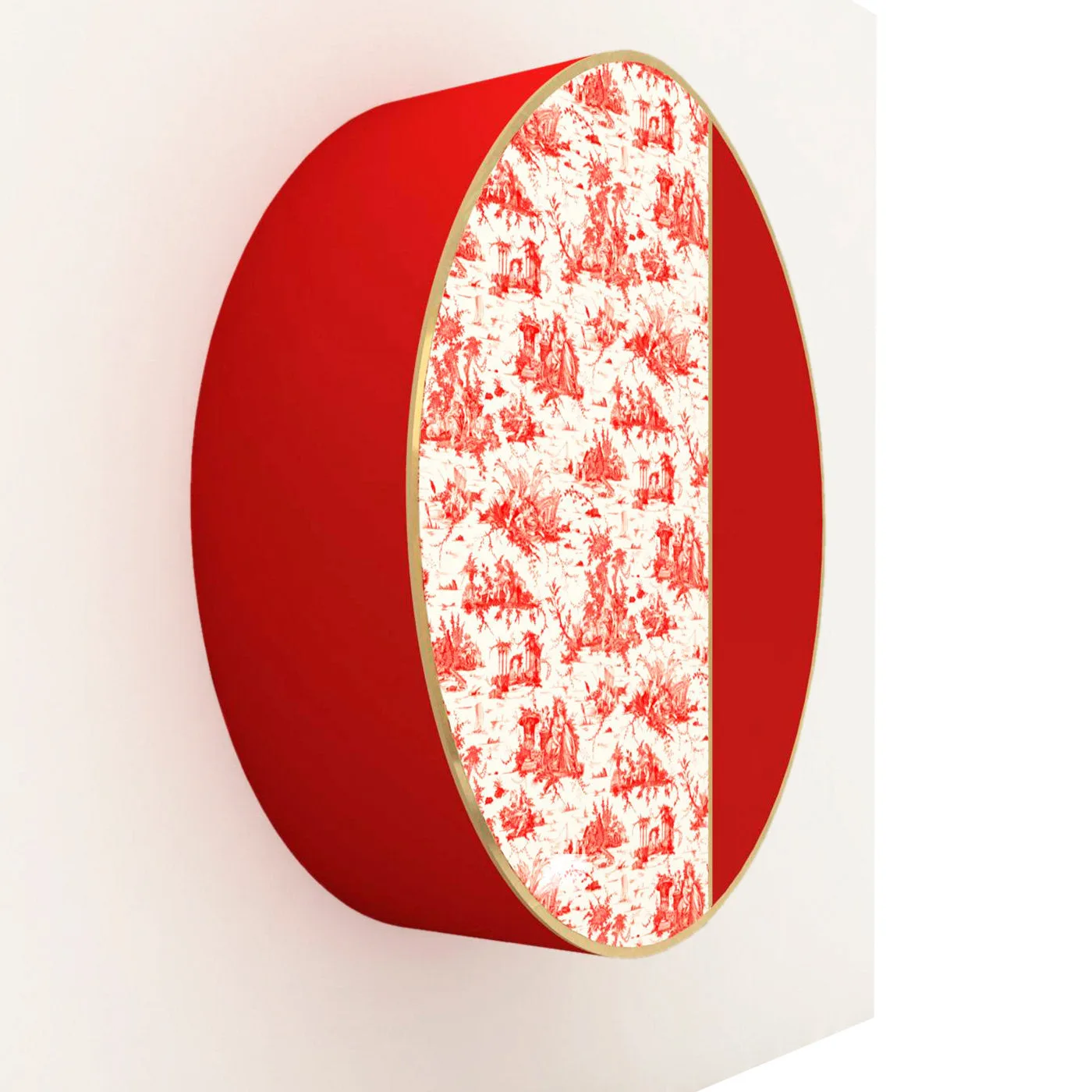 Chinese Round Toile-de-Jouy Wall Cabinet