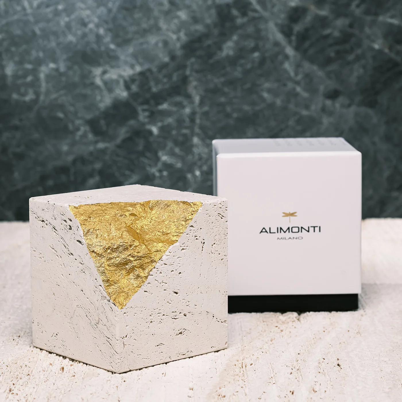 Colpo Da Maestro Small Gold Leaf & Travertine Sculpture