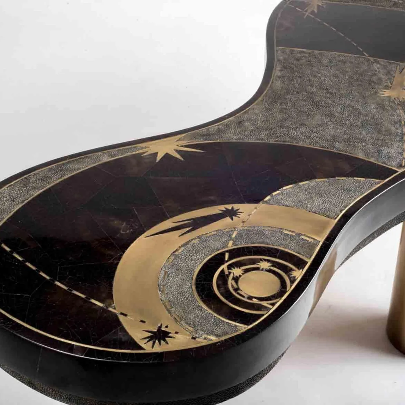 Constellation Shagreen Coffee Table With Shell & Brass