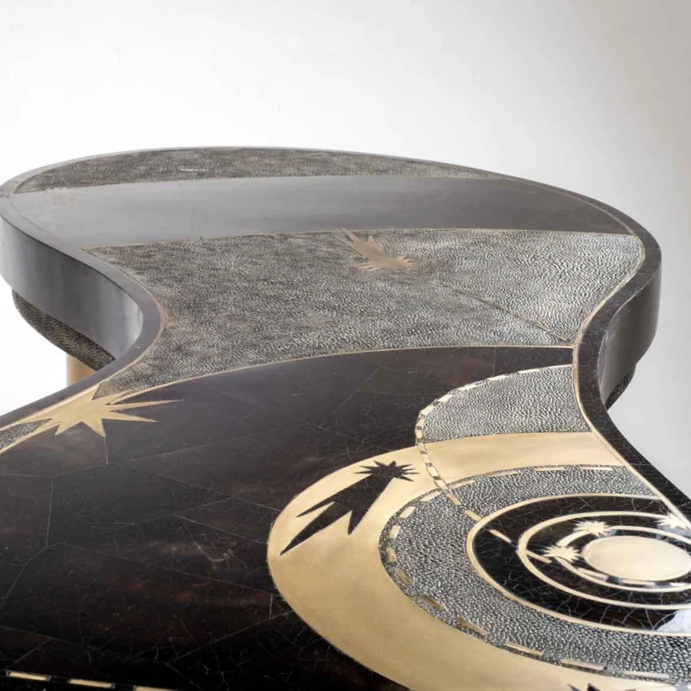 Constellation Shagreen Coffee Table With Shell & Brass