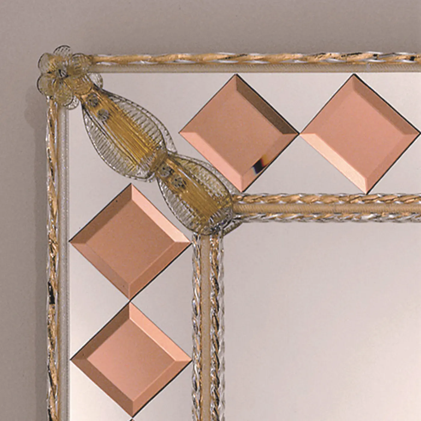 Conterie Pink Squares Murano Glass Mirror