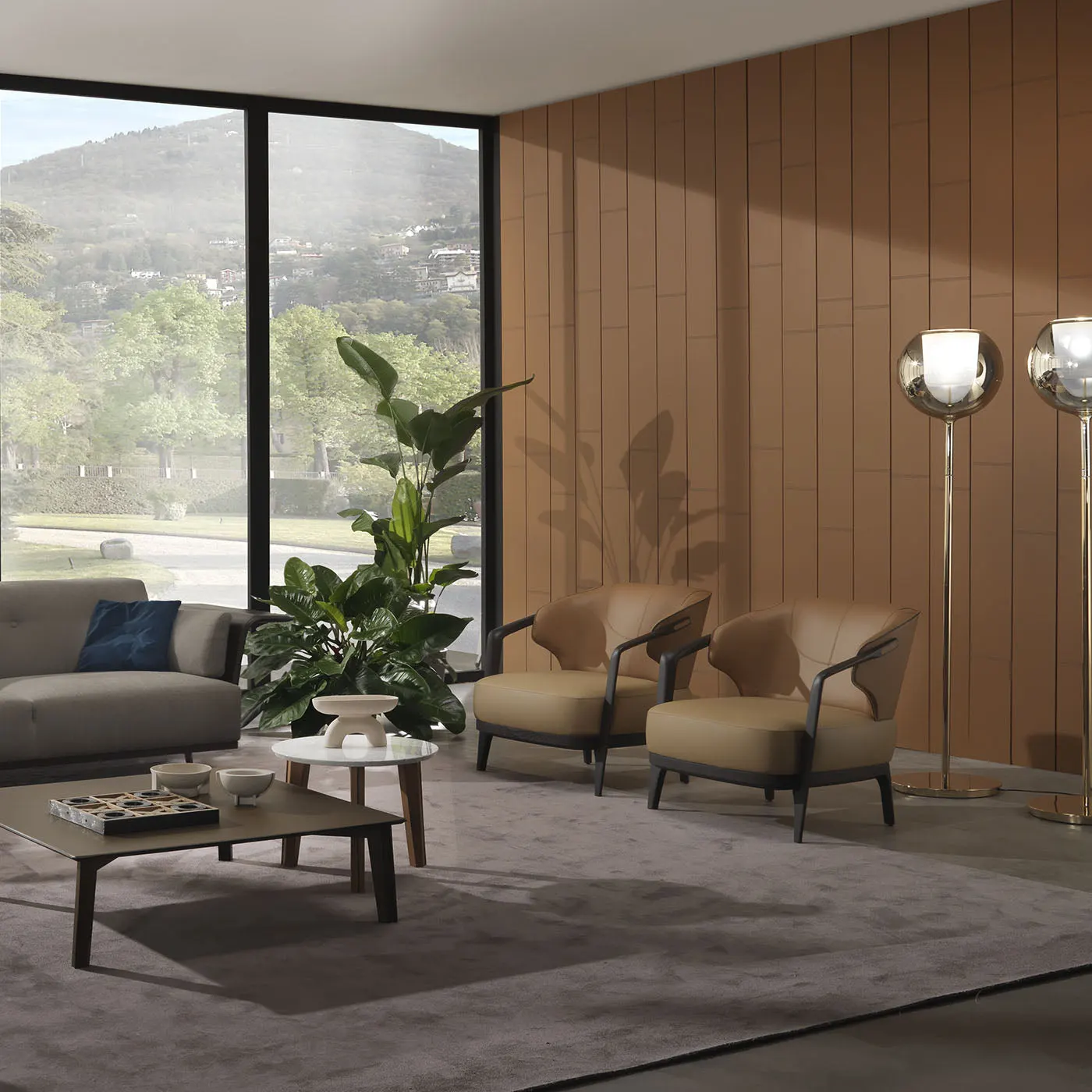 Costa Tripod Leather & Carrara Marble Table