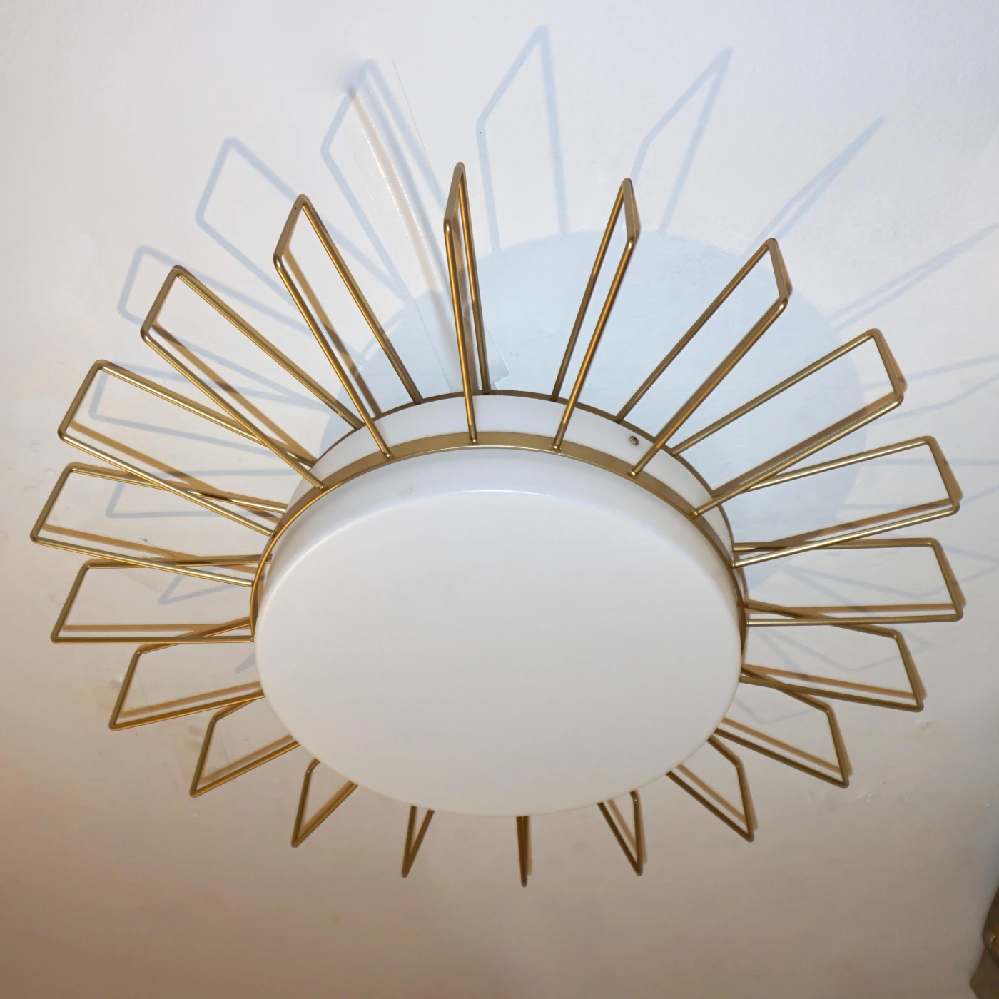 Minimalist Italian Gold Steel Sunburst Pendant Flushmount