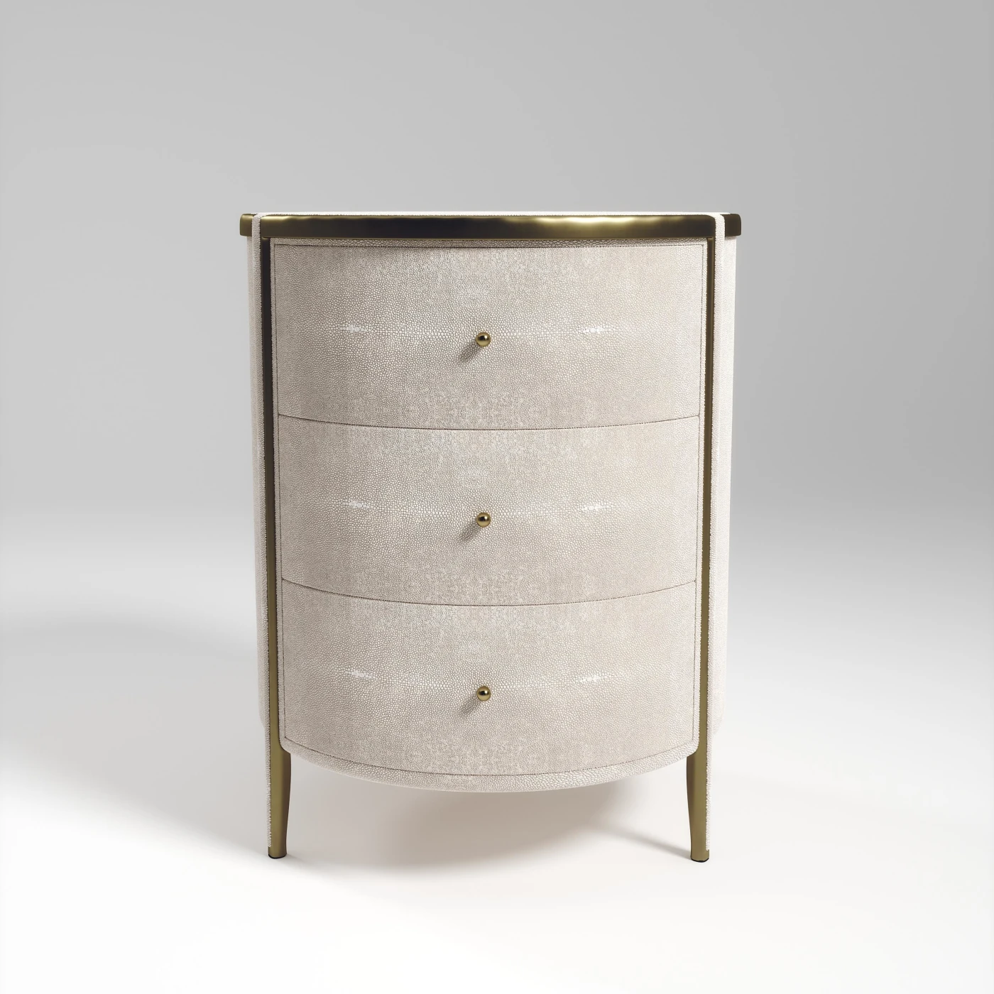 Cream Shagreen Table with Bronze Patina Brass