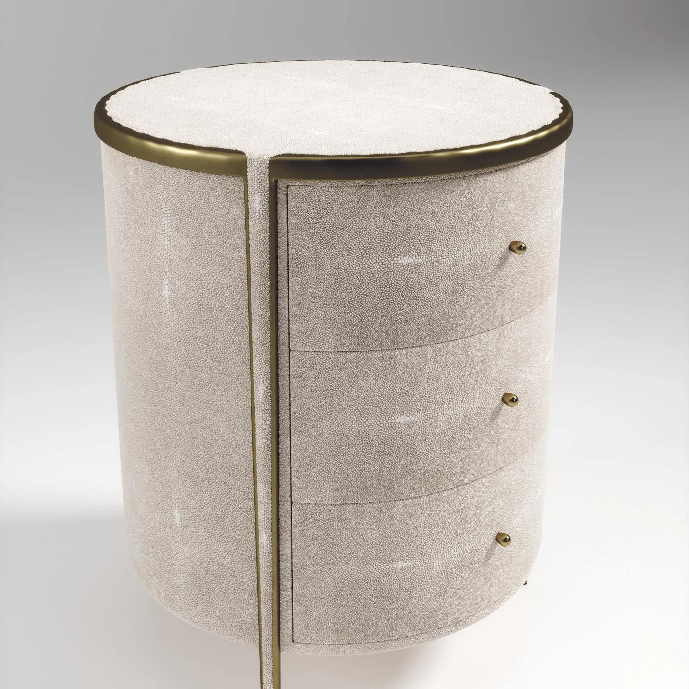 Cream Shagreen Table with Bronze Patina Brass