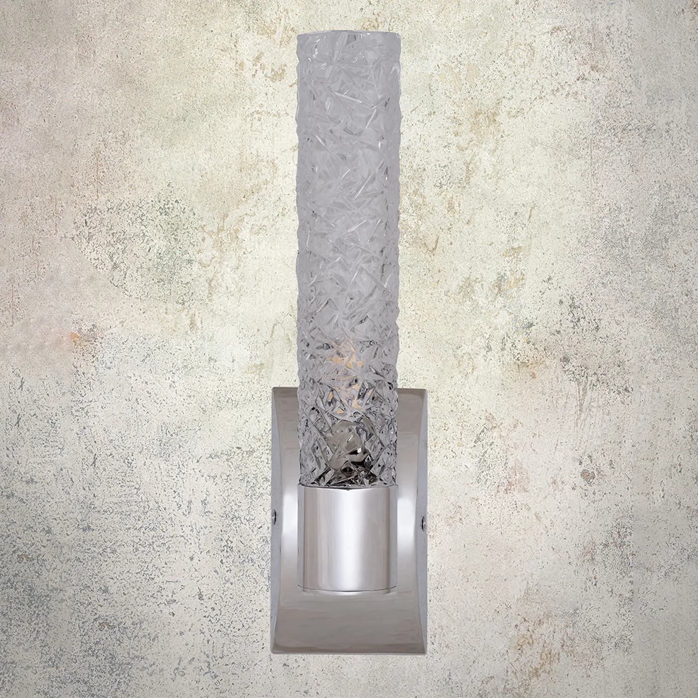 Crystal Tube 1-Light Tall Brushed Nickel & Crystal Wall Lamp