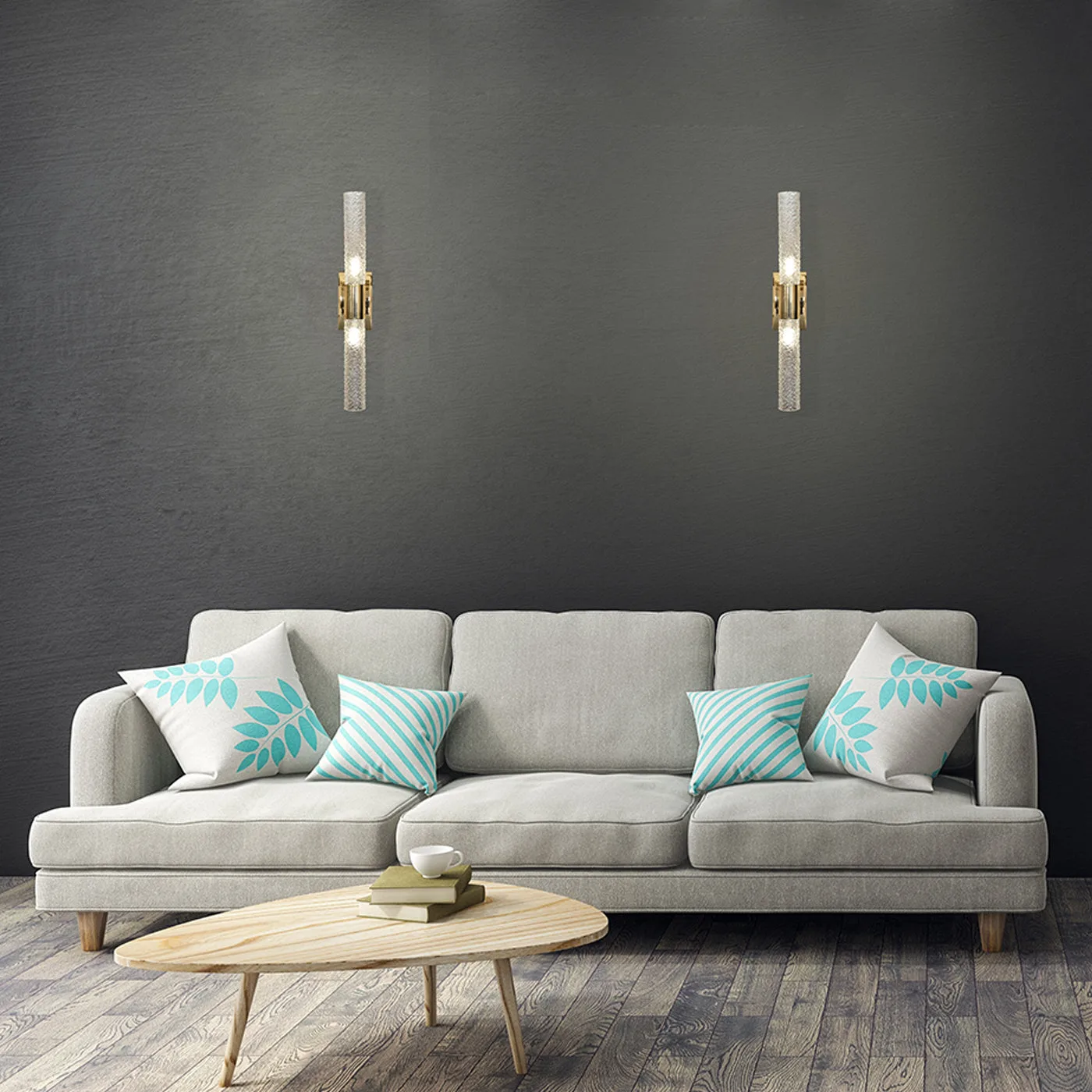 Crystal Tube 2-Light Gold & Crystal Wall Lamp