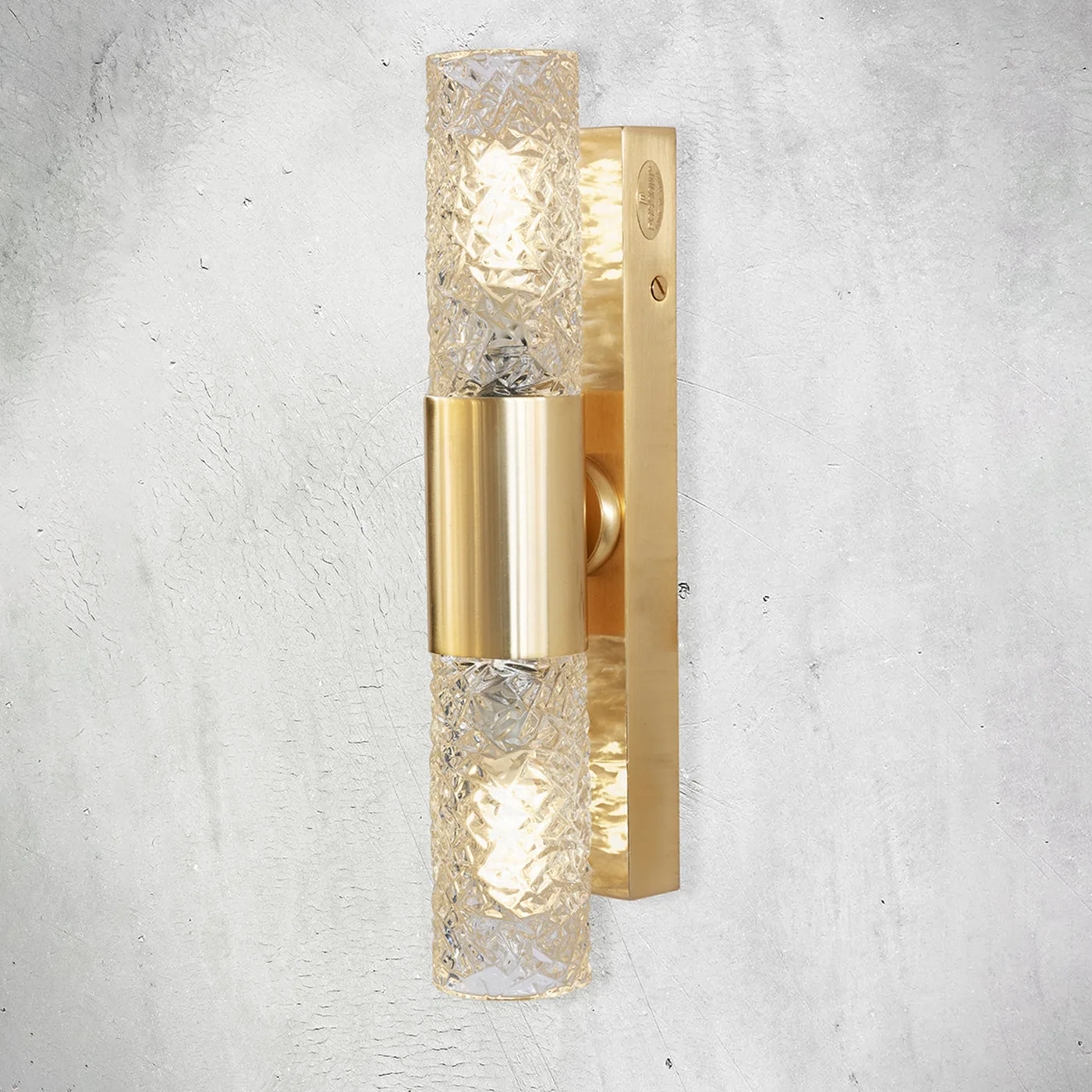 Crystal Tube 2-Light Gold-Plated Brass & Crystal Wall Lamp