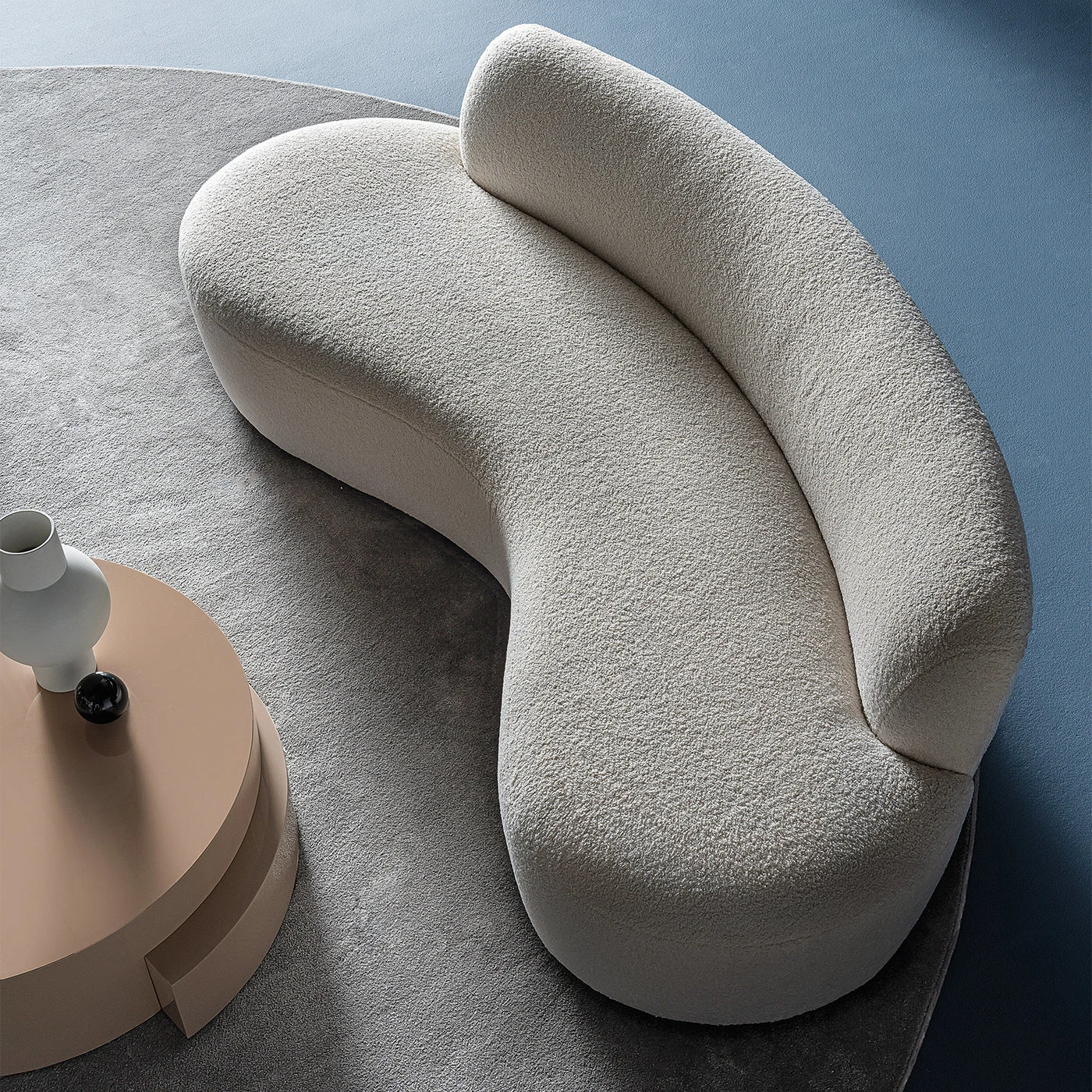 Curvy Mono White Fabric Sofa by Paola Navone