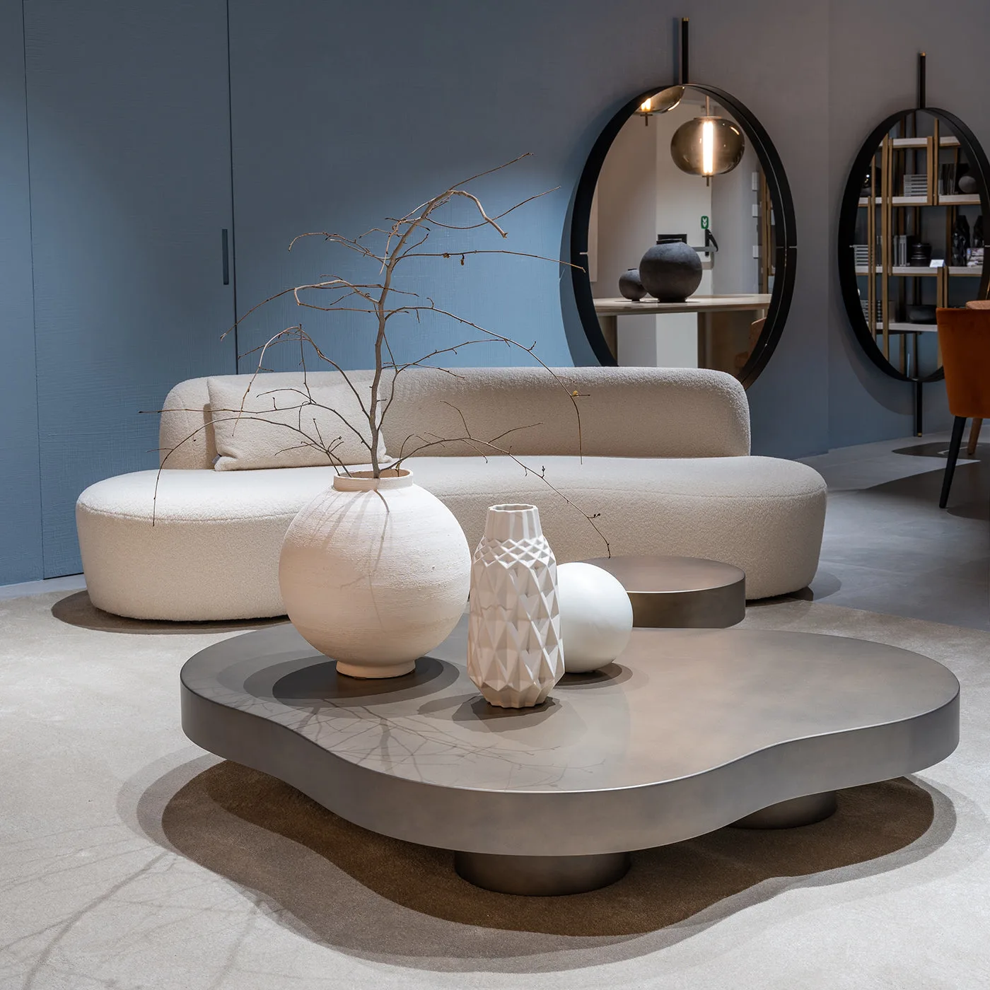 Curvy Mono White Fabric Sofa by Paola Navone