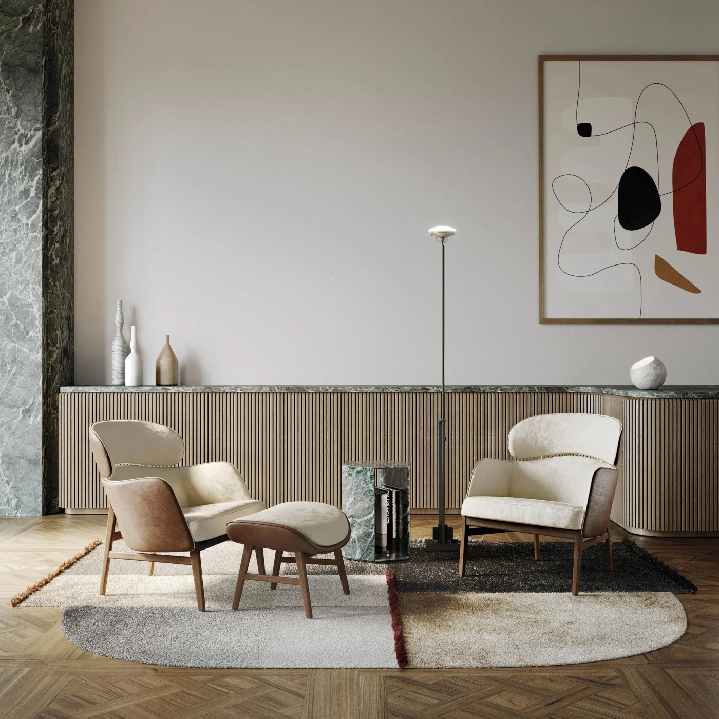 Dafne Leather Armchair With Headrest With Armrests