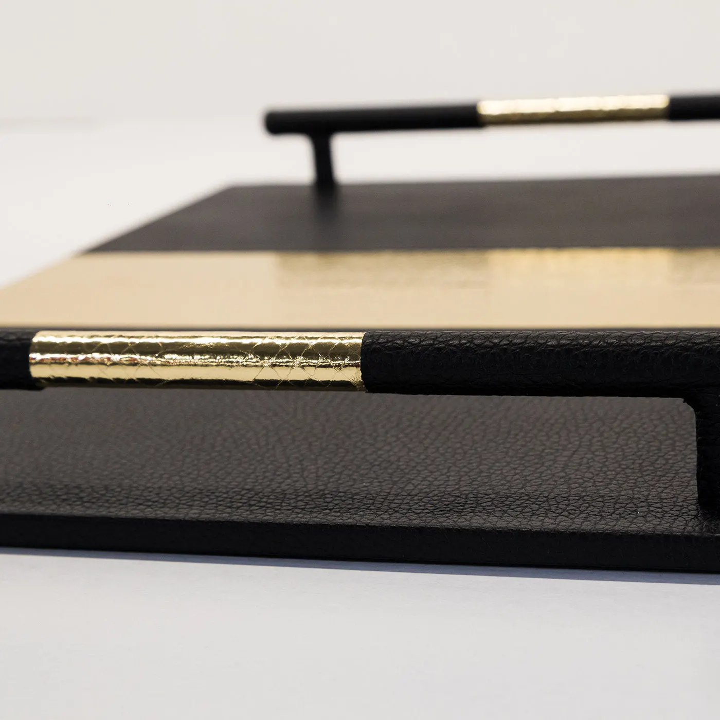 Deco Stripes Rectangular Leather Tray