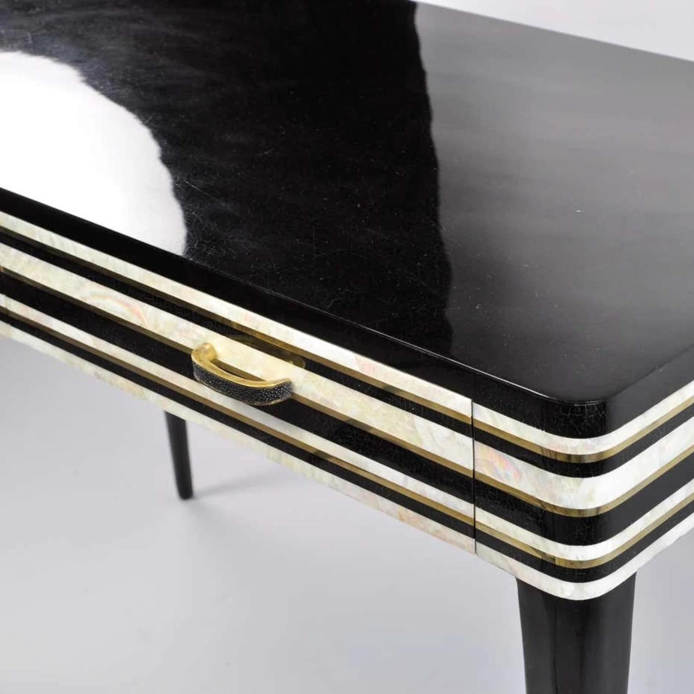 Desk In Black And White Marquetry