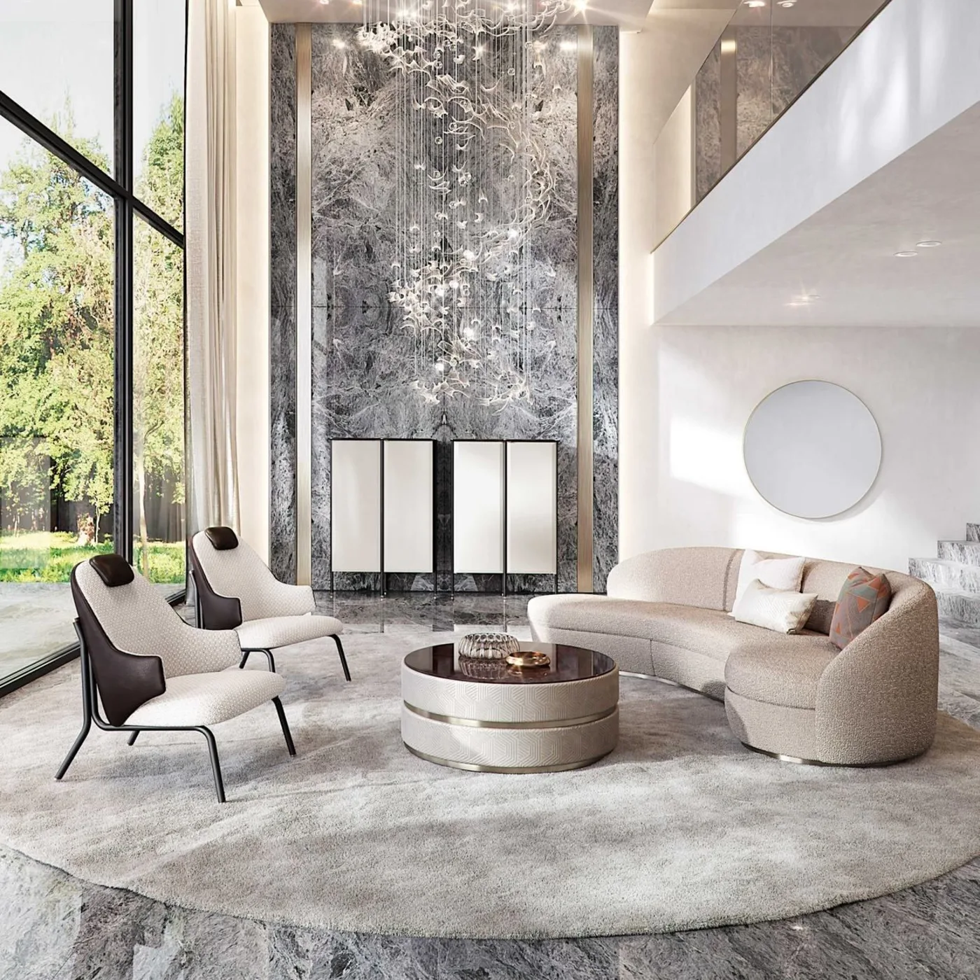 Diva Upholstered Fabric Armchair With Headrest