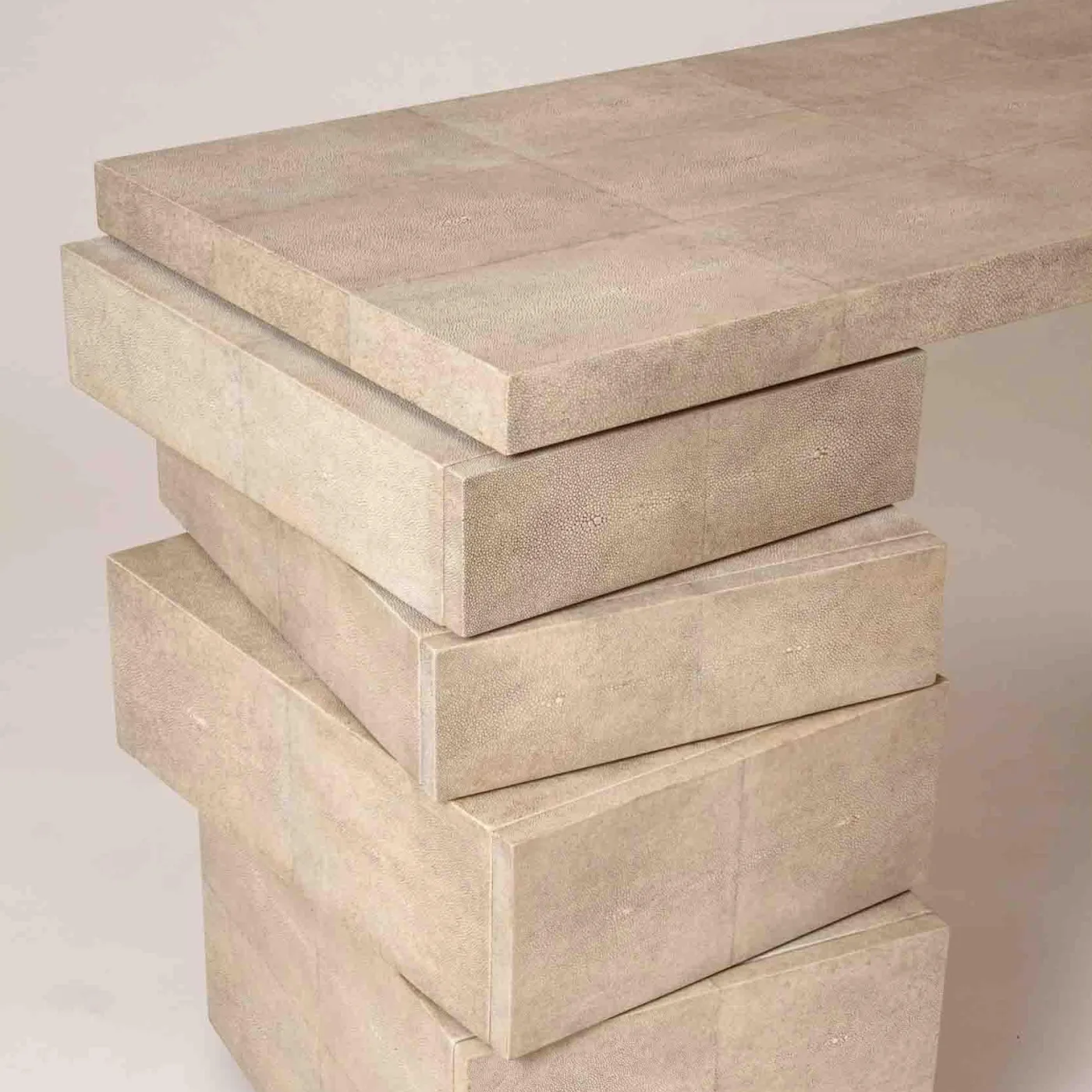Double Stacked Writing Desk in Cream Shagreen