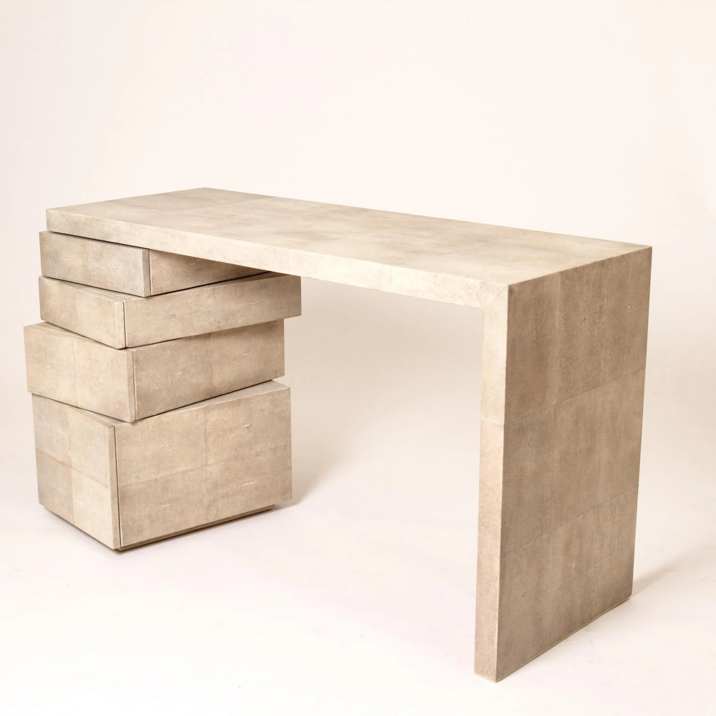 Double Stacked Writing Desk in Cream Shagreen