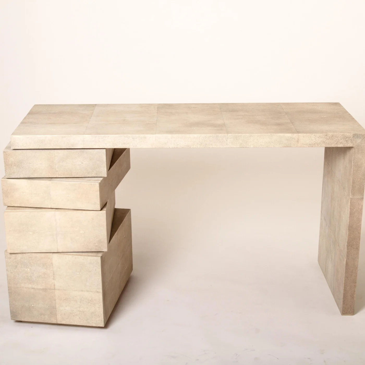Double Stacked Writing Desk in Cream Shagreen
