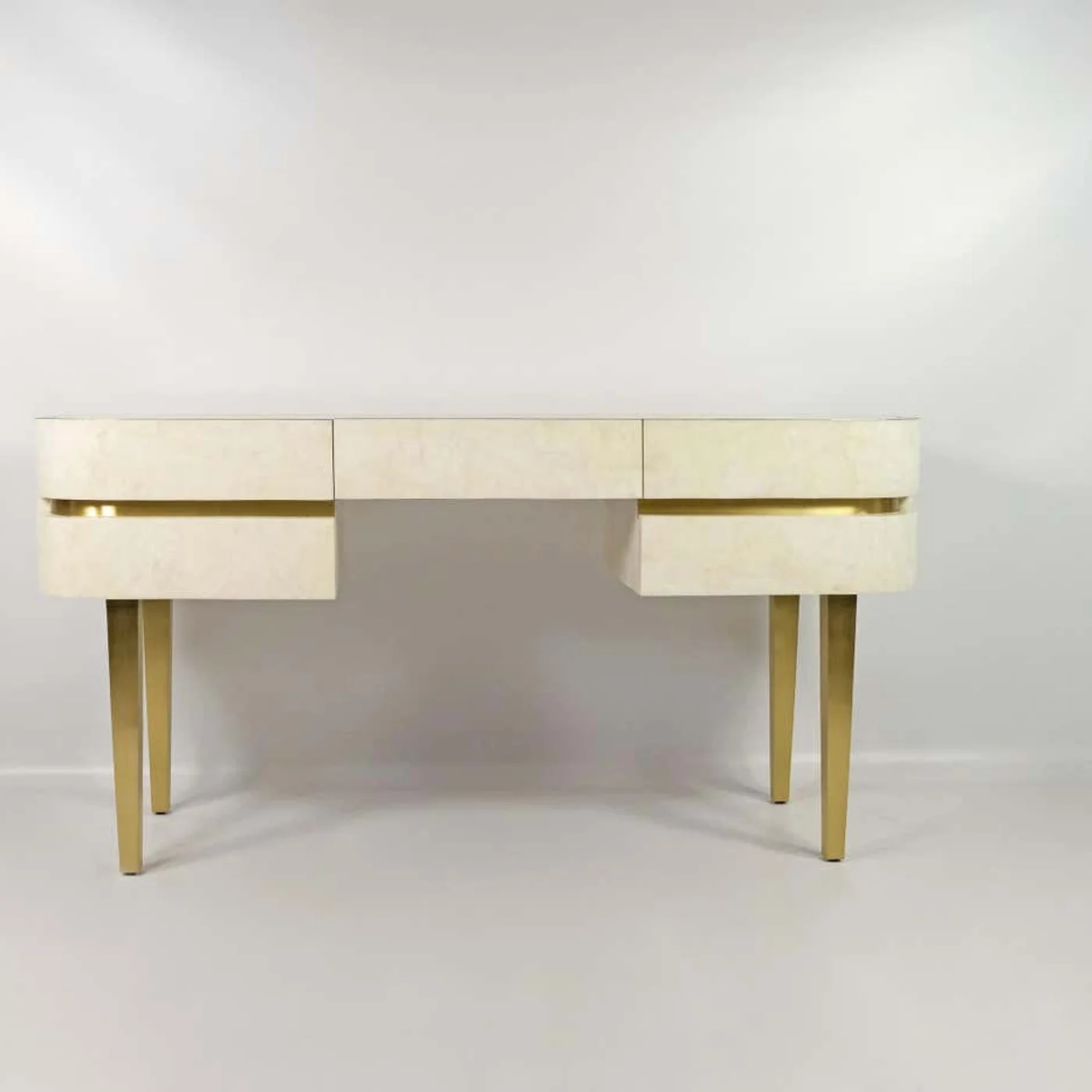 Dressing Table In White Rock Crystal & Brass