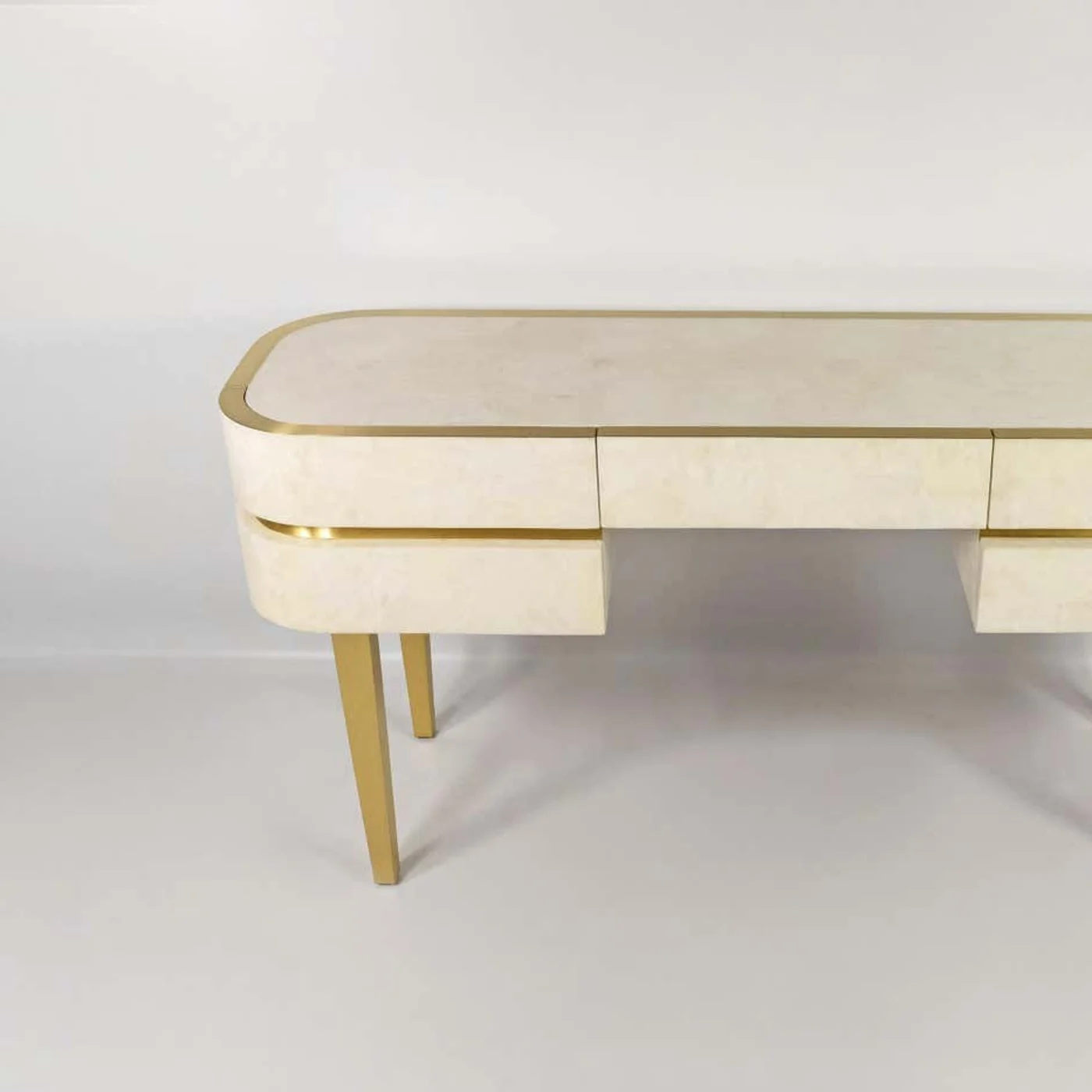 Dressing Table In White Rock Crystal & Brass