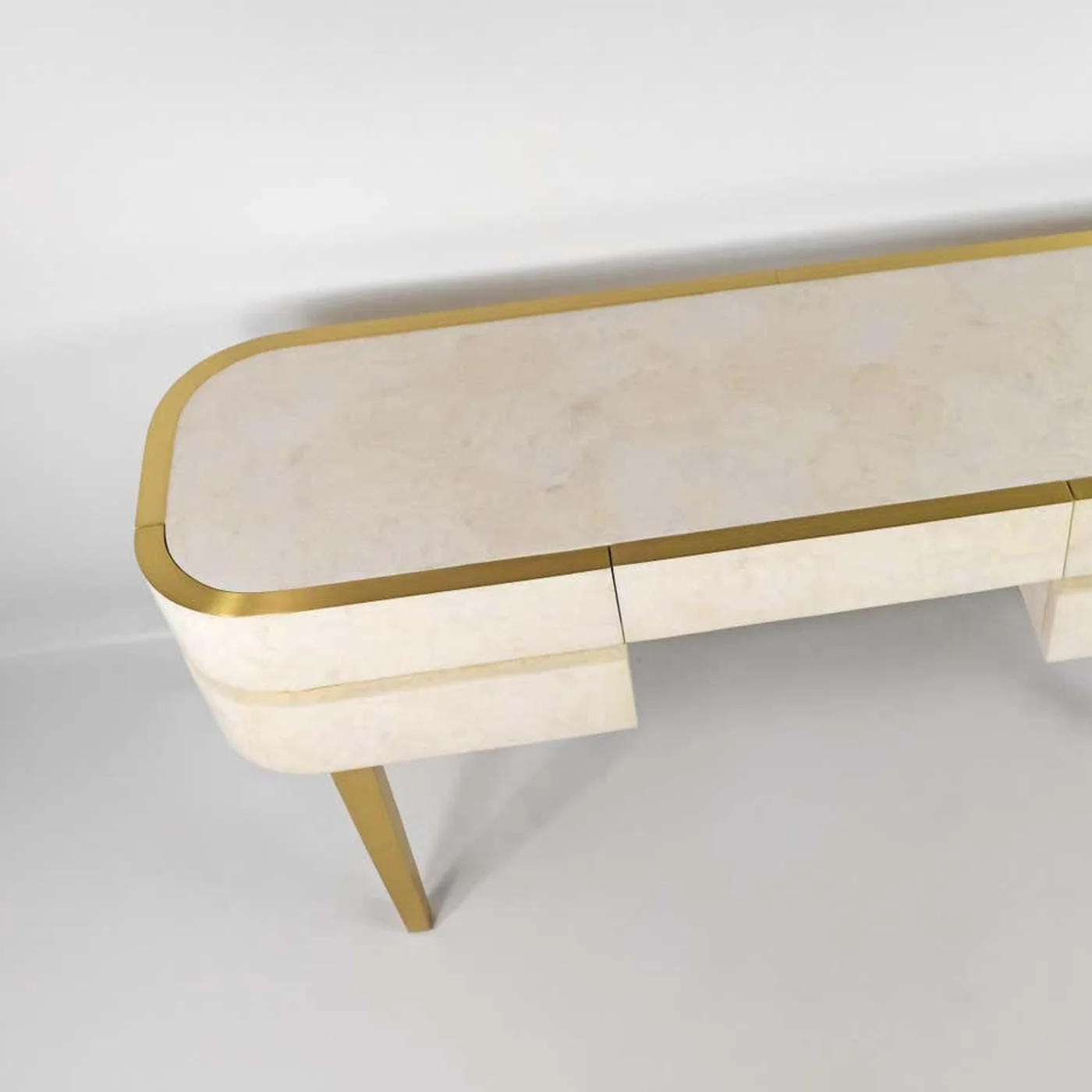 Dressing Table In White Rock Crystal & Brass