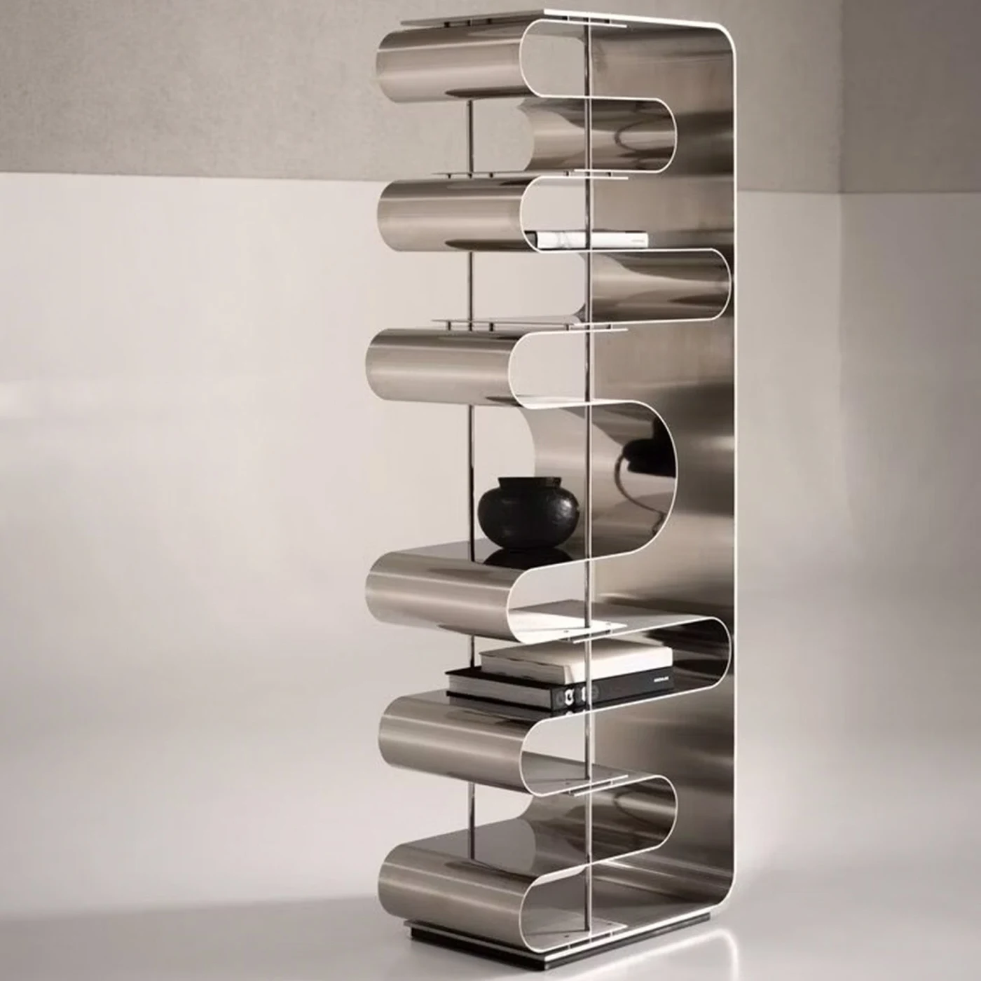 Dune Glossy Steel Bookshelf By Draga & Aurel