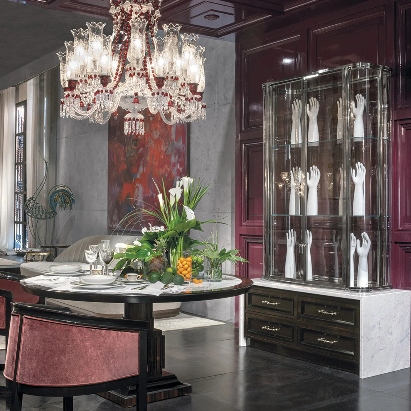 Ebony And Marble Round Table