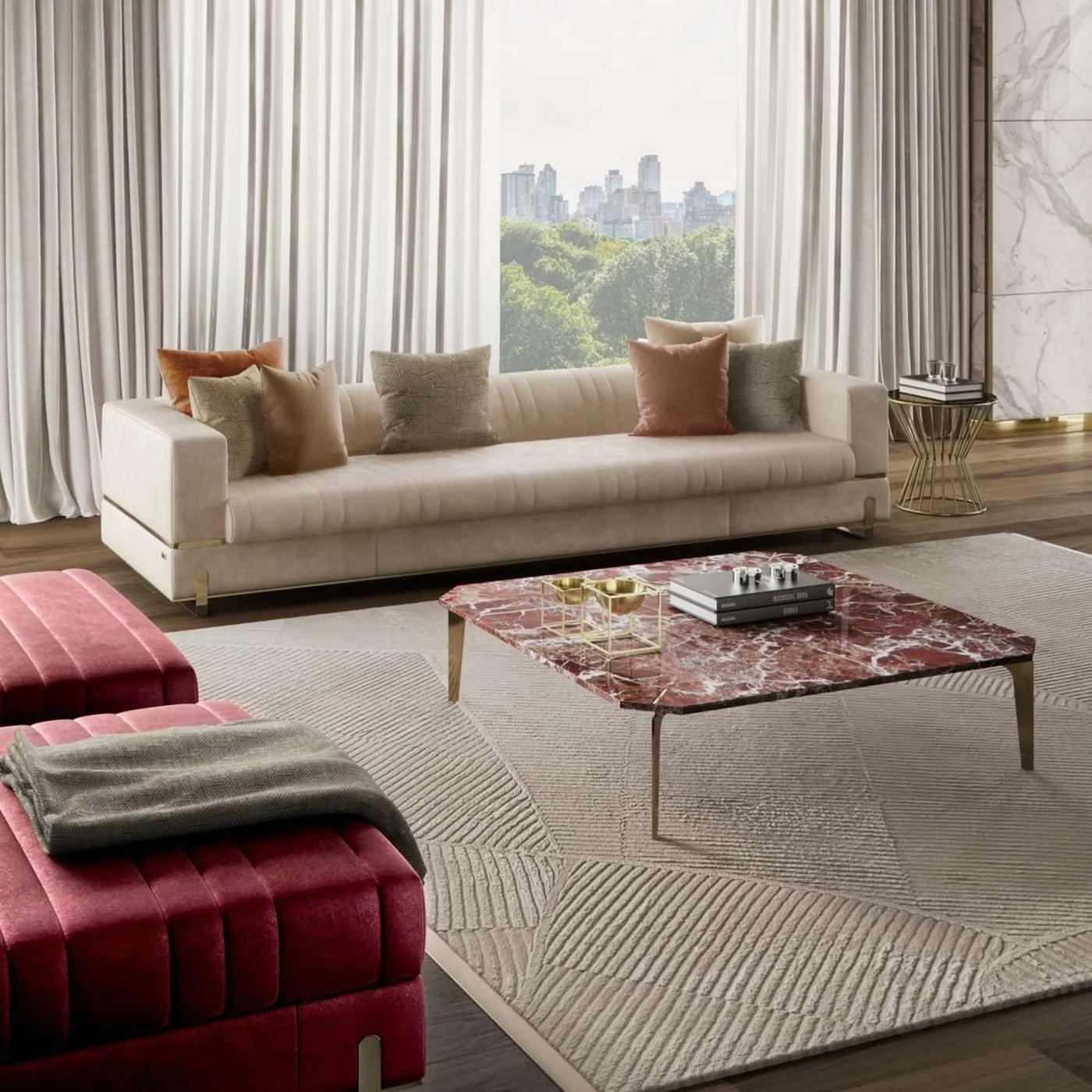 Eclectic Q Low Square Marble Coffee Table