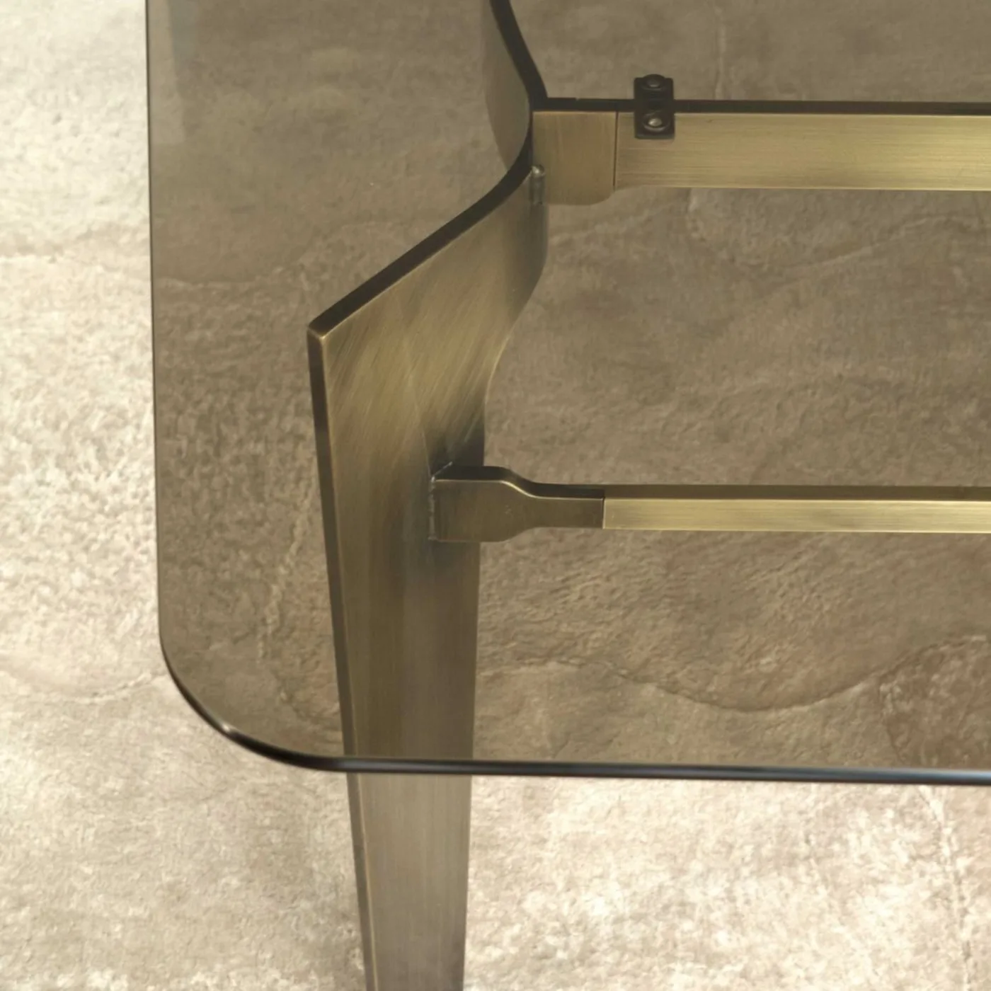 Eclectic Rectangular Glass And Steel Table