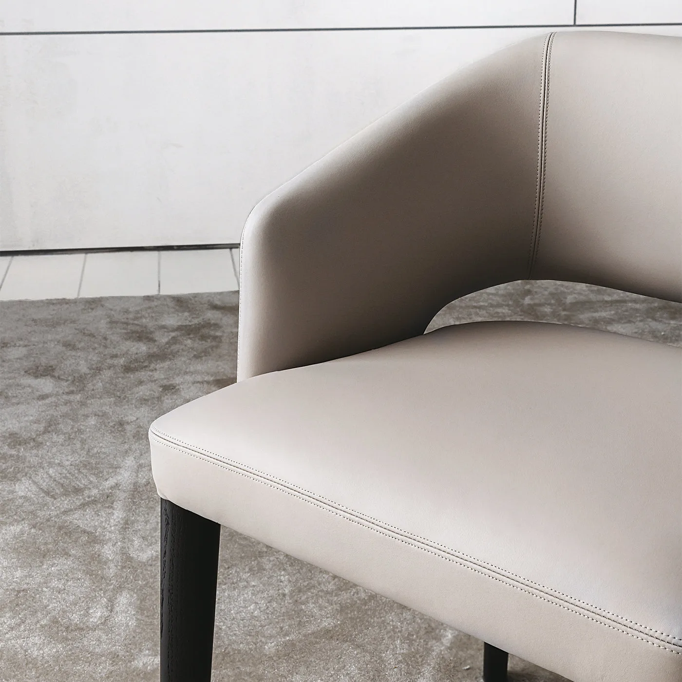 Elsa Greige Leather & Black Oak Chair by Castello Lagravinese