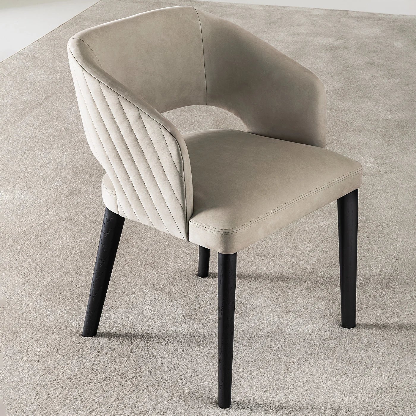 Elsa Sand Nabuk Leather & Black Oak Chair