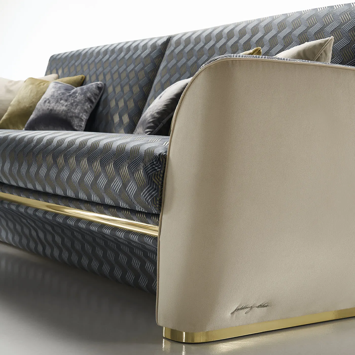 Emerson Sofa Blue & Golden Sofa
