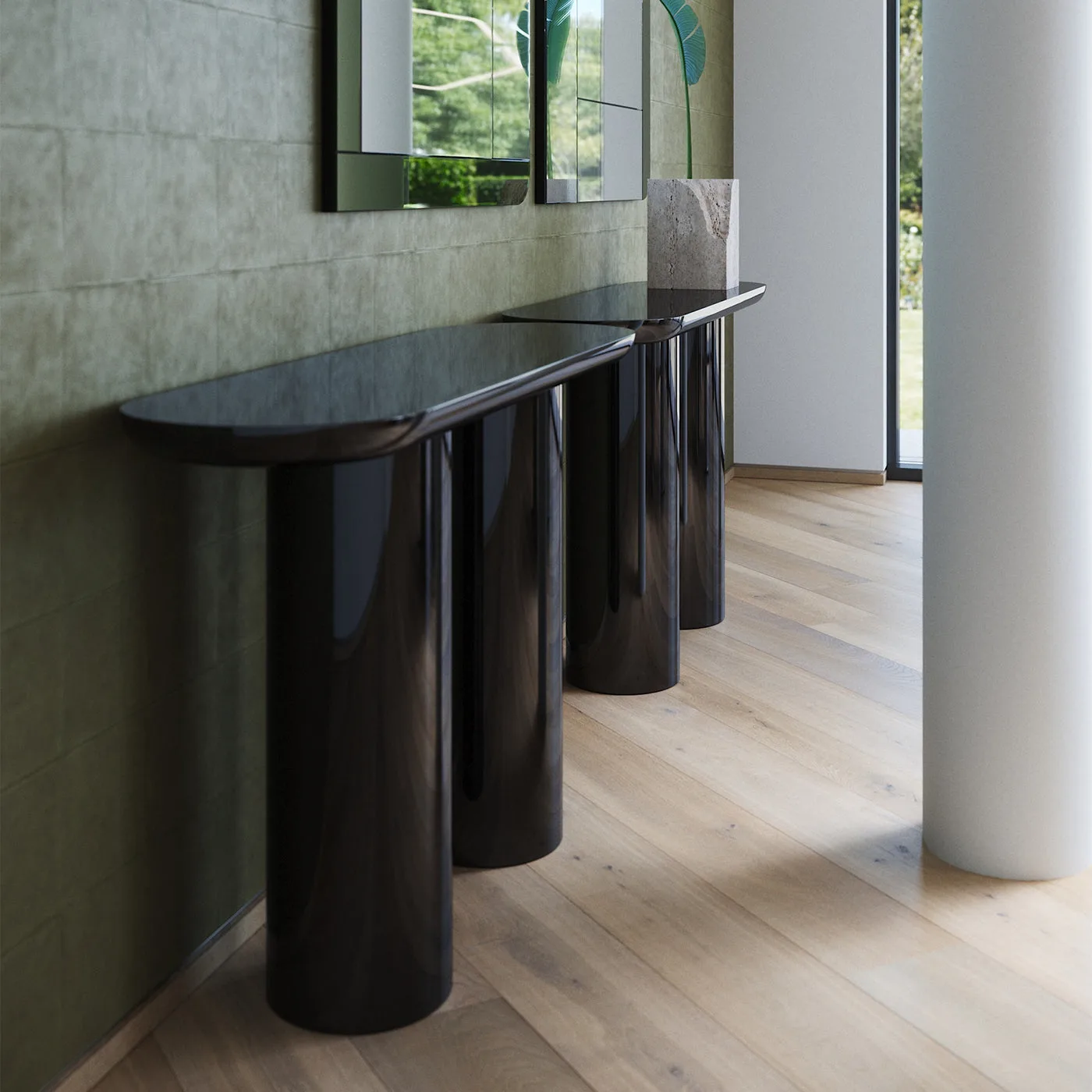 Eva Black Brown Glossy Console