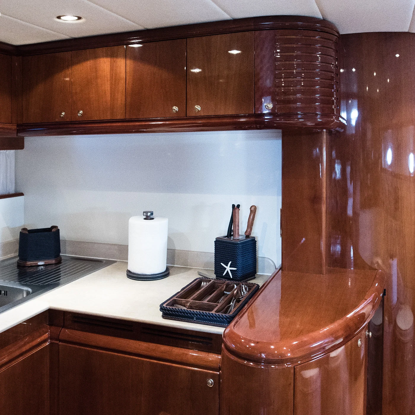 Extra-Large Rectangular Blue Tray With Rope Inserts