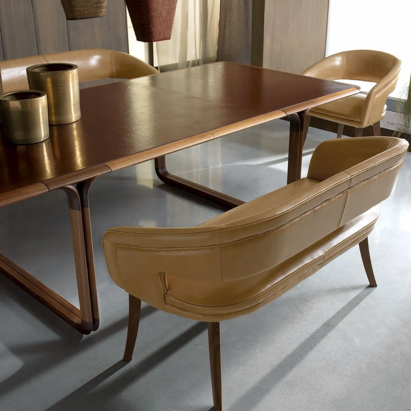 Family Little Dining Banquettes in Brown Leather