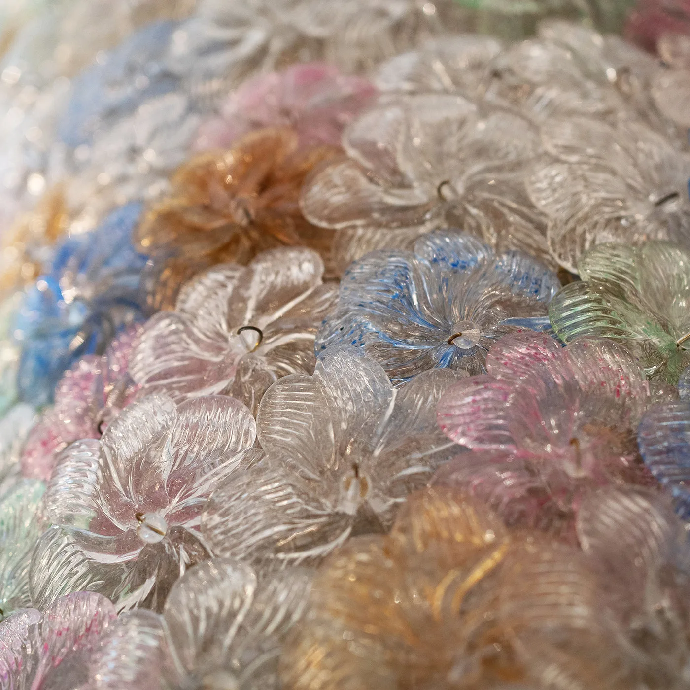 Polychrome Glass Flowery 1980 Chandelier