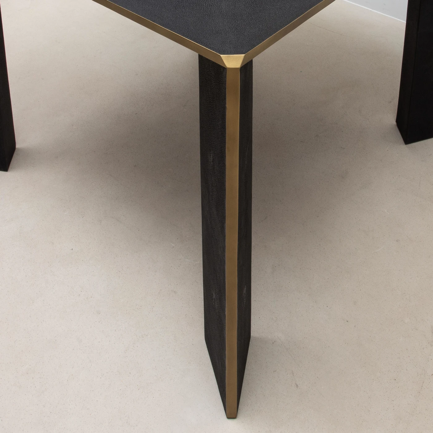 Game Table in Black Shagreen With Brass