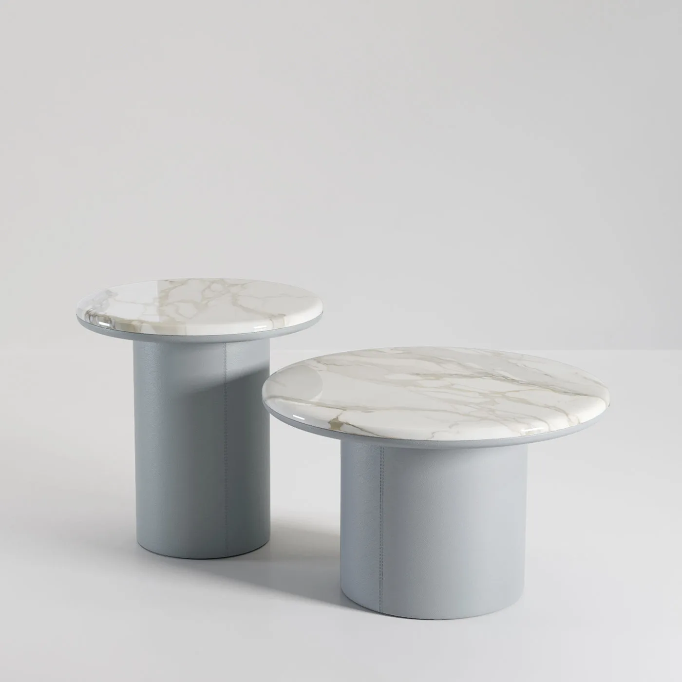 Gemini Leather And Calacatta Marble Coffee Table