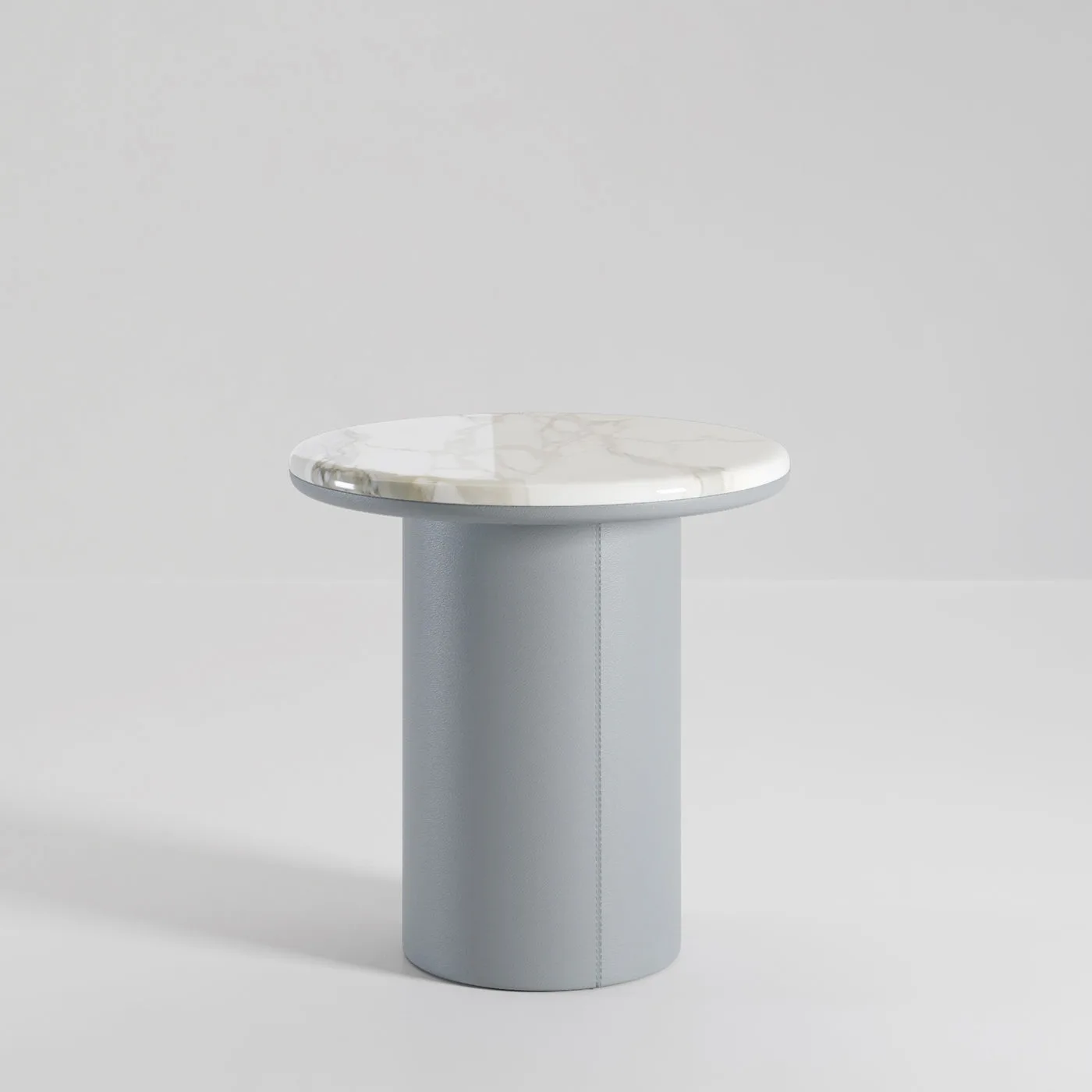 Gemini Leather And Calacatta Marble Side Table