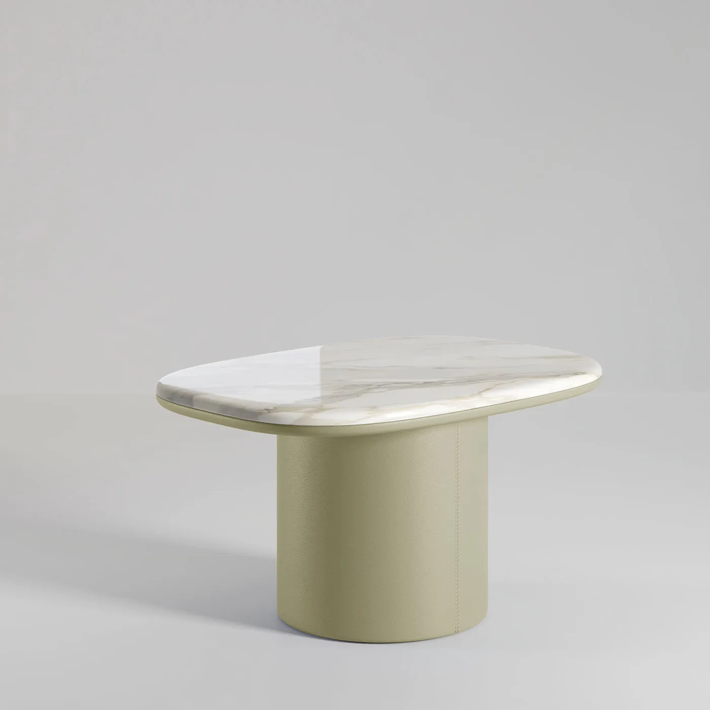 Gemini Soft Hex Leather And Calacatta Marble Coffee Table