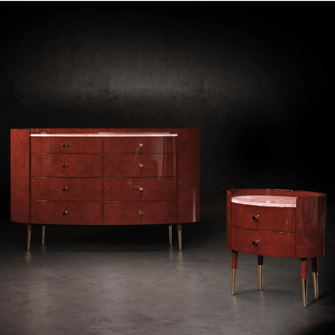 Ginestre Ruby Red Parchment Cladding Dresser