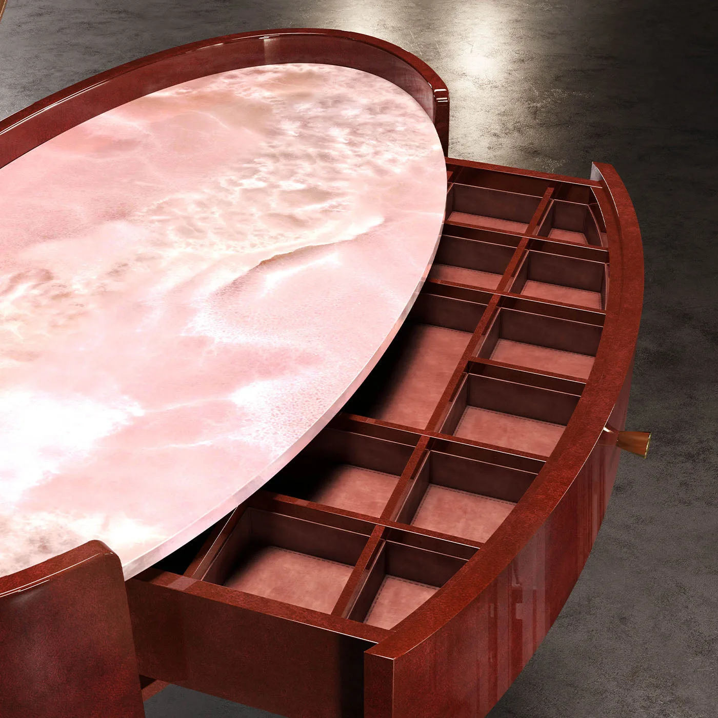 Ginestre Red Parchment & Pink Onyx Nightstand