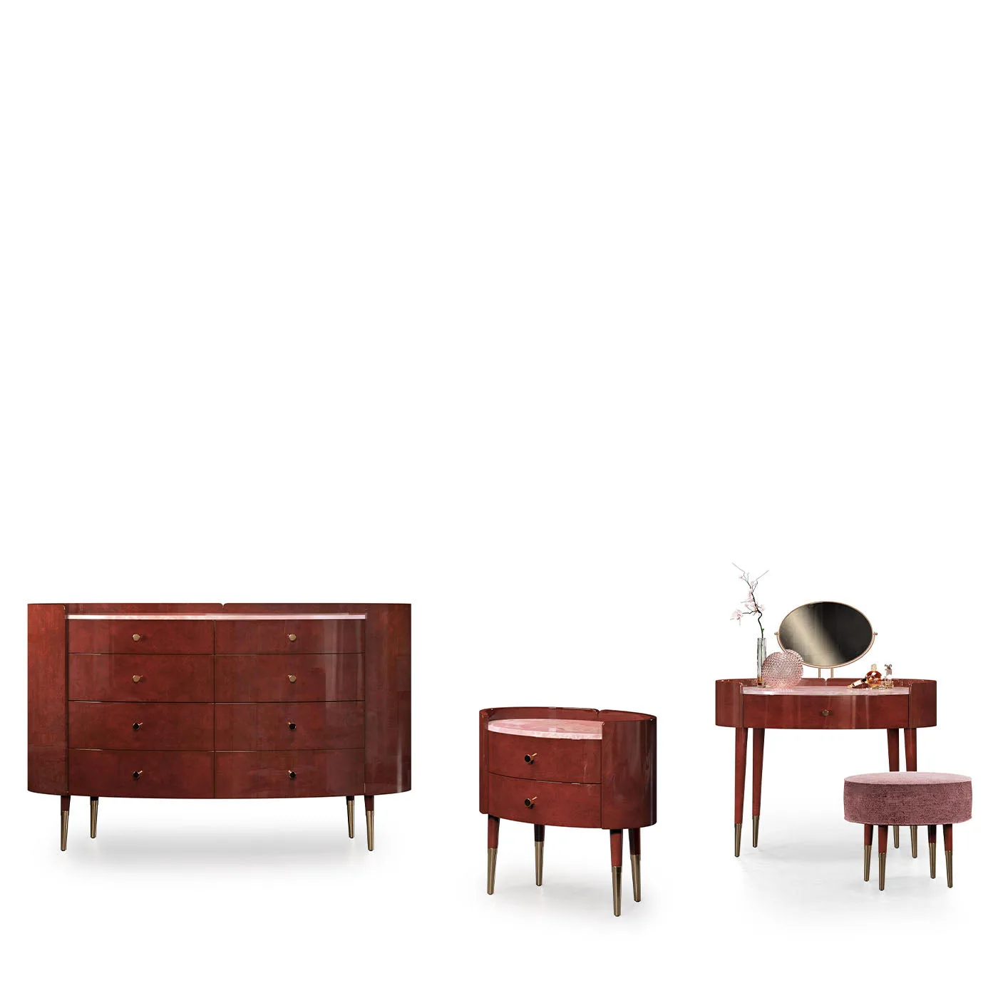 Ginestre Red Stool With Glossy Gold Tips