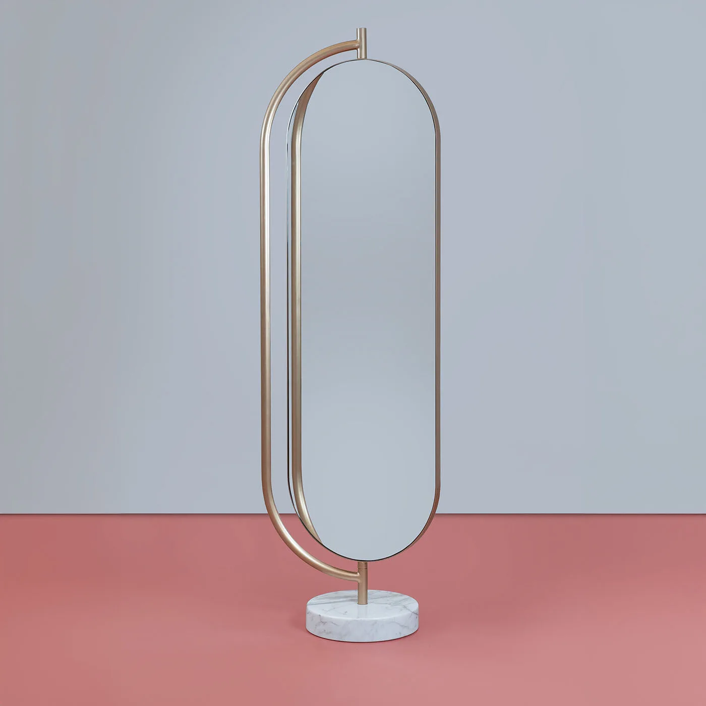 Giove Calacatta Marble And Satin Brass Metal Mirror