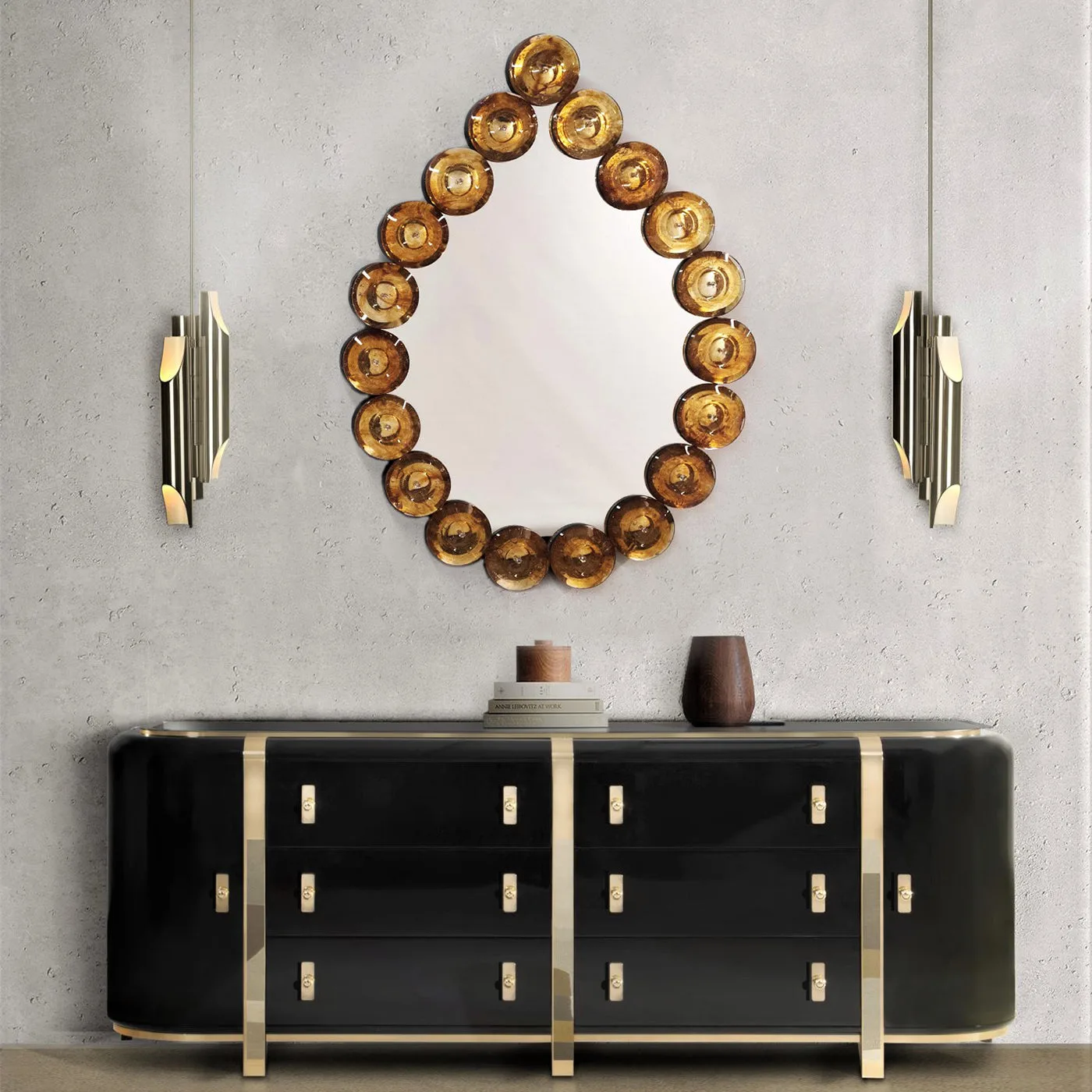 Goccia Ambra Murano Glass Wall Mirror